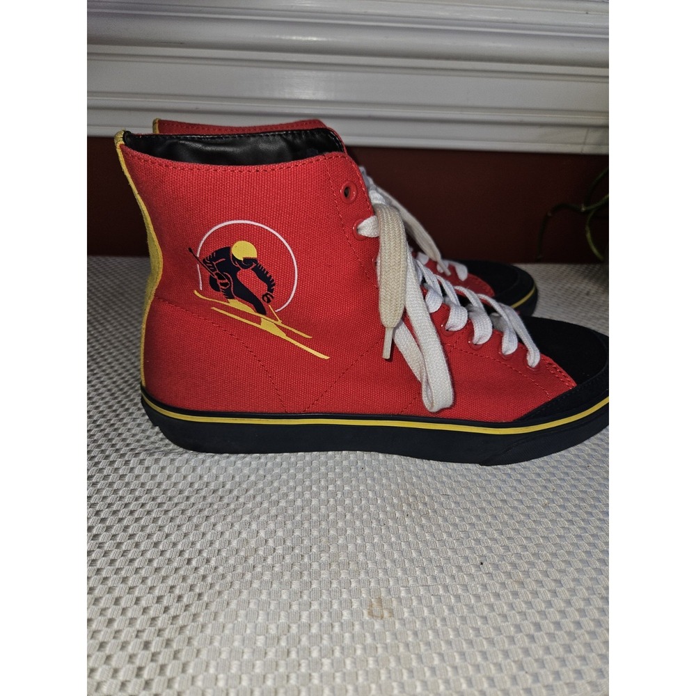 Polo Ralph Lauren Solomon Downhill Ski Patch Red Canvas High Top Sneakers Size 9